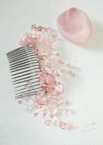 Дизайнерски кристален гребен за коса в розово серия Japanese Blossom by Rose Absolute